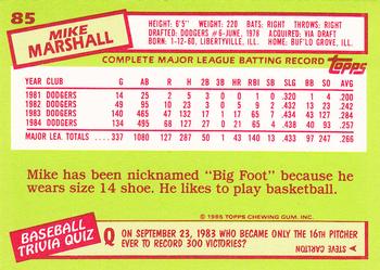 1985 Topps - Collector's Edition (Tiffany) #85 Mike Marshall Back