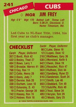 1985 Topps - Collector's Edition (Tiffany) #241 Jim Frey Back