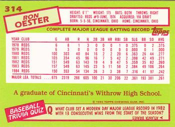 1985 Topps - Collector's Edition (Tiffany) #314 Ron Oester Back