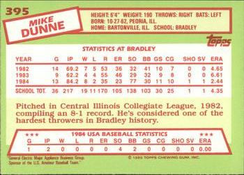1985 Topps - Collector's Edition (Tiffany) #395 Mike Dunne Back