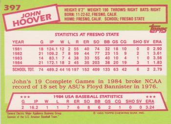 1985 Topps - Collector's Edition (Tiffany) #397 John Hoover Back