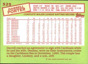 1985 Topps - Collector's Edition (Tiffany) #525 Darrell Porter Back
