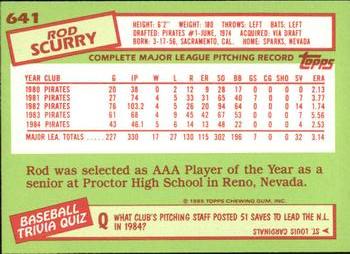 1985 Topps - Collector's Edition (Tiffany) #641 Rod Scurry Back