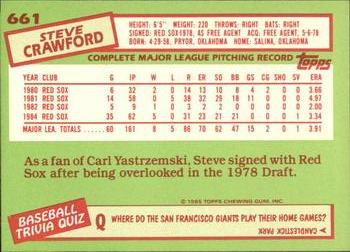 1985 Topps - Collector's Edition (Tiffany) #661 Steve Crawford Back