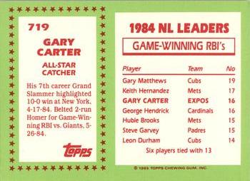 1985 Topps - Collector's Edition (Tiffany) #719 Gary Carter Back