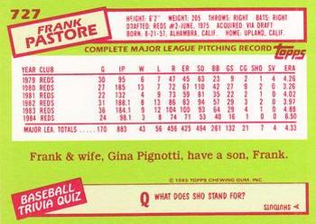 1985 Topps - Collector's Edition (Tiffany) #727 Frank Pastore Back