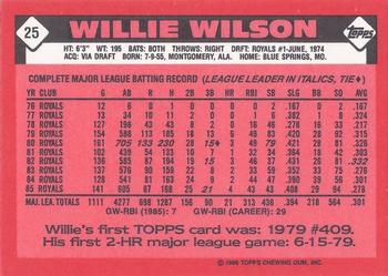 1986 Topps - Collector's Edition (Tiffany) #25 Willie Wilson Back