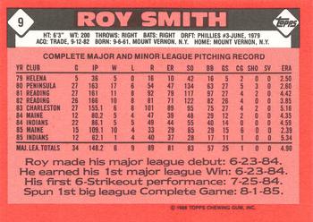 1986 Topps - Collector's Edition (Tiffany) #9 Roy Smith Back