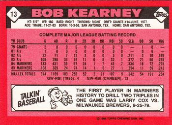 1986 Topps - Collector's Edition (Tiffany) #13 Bob Kearney Back
