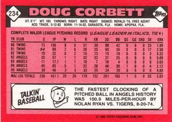 1986 Topps - Collector's Edition (Tiffany) #234 Doug Corbett Back
