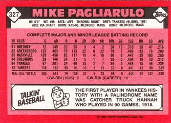1986 Topps - Collector's Edition (Tiffany) #327 Mike Pagliarulo Back