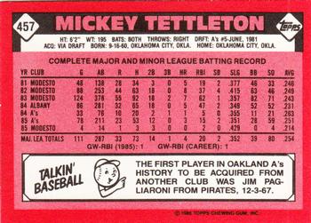 1986 Topps - Collector's Edition (Tiffany) #457 Mickey Tettleton Back