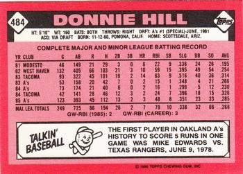 1986 Topps - Collector's Edition (Tiffany) #484 Donnie Hill Back