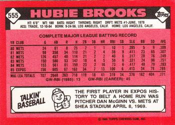 1986 Topps - Collector's Edition (Tiffany) #555 Hubie Brooks Back