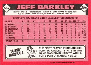 1986 Topps - Collector's Edition (Tiffany) #567 Jeff Barkley Back