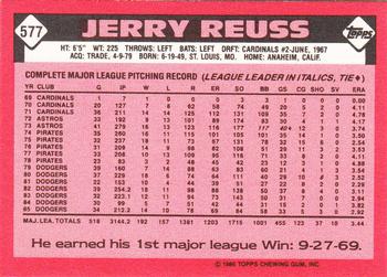 1986 Topps - Collector's Edition (Tiffany) #577 Jerry Reuss Back