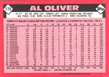 1986 Topps - Collector's Edition (Tiffany) #775 Al Oliver Back