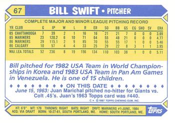 1987 Topps - Collector's Edition (Tiffany) #67 Bill Swift Back