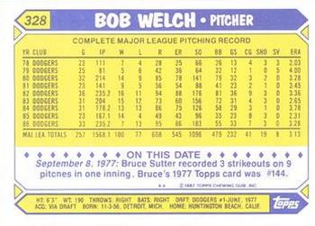 1987 Topps - Collector's Edition (Tiffany) #328 Bob Welch Back