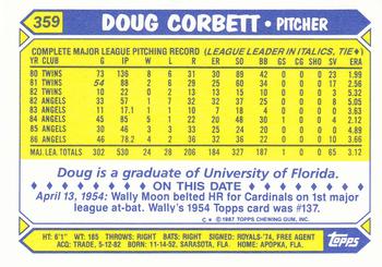 1987 Topps - Collector's Edition (Tiffany) #359 Doug Corbett Back