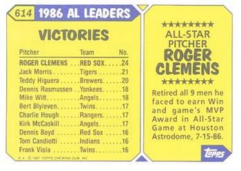 1987 Topps - Collector's Edition (Tiffany) #614 Roger Clemens Back