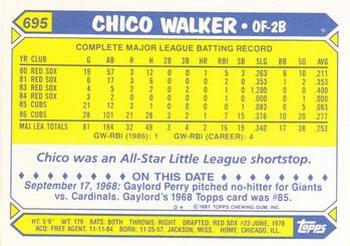 1987 Topps - Collector's Edition (Tiffany) #695 Chico Walker Back