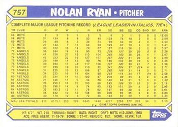 1987 Topps - Collector's Edition (Tiffany) #757 Nolan Ryan Back