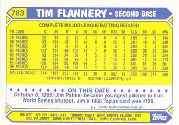 1987 Topps - Collector's Edition (Tiffany) #763 Tim Flannery Back