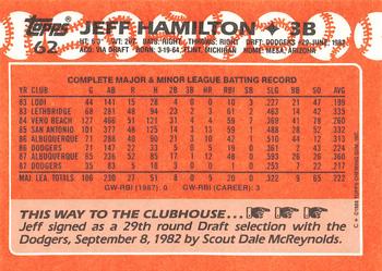 1988 Topps - Collector's Edition (Tiffany) #62 Jeff Hamilton Back