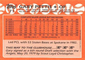1988 Topps - Collector's Edition (Tiffany) #71 Gary Pettis Back