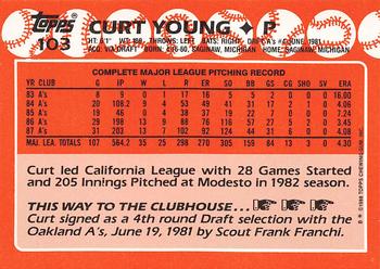 1988 Topps - Collector's Edition (Tiffany) #103 Curt Young Back