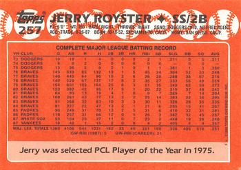 1988 Topps - Collector's Edition (Tiffany) #257 Jerry Royster Back