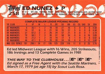 1988 Topps - Collector's Edition (Tiffany) #258 Ed Nunez Back