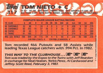1988 Topps - Collector's Edition (Tiffany) #317 Tom Nieto Back