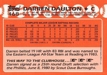 1988 Topps - Collector's Edition (Tiffany) #468 Darren Daulton Back