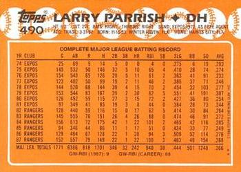 1988 Topps - Collector's Edition (Tiffany) #490 Larry Parrish Back