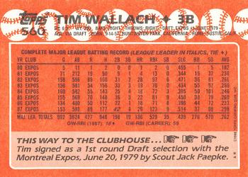 1988 Topps - Collector's Edition (Tiffany) #560 Tim Wallach Back