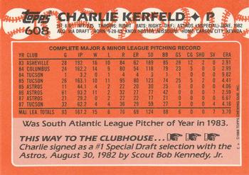 1988 Topps - Collector's Edition (Tiffany) #608 Charlie Kerfeld Back