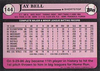 1989 Topps - Collector's Edition (Tiffany) #144 Jay Bell Back