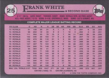 1989 Topps - Collector's Edition (Tiffany) #25 Frank White Back