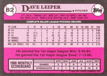 1989 Topps - Collector's Edition (Tiffany) #82 Dave Leiper Back