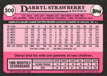1989 Topps - Collector's Edition (Tiffany) #300 Darryl Strawberry Back