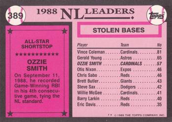 1989 Topps - Collector's Edition (Tiffany) #389 Ozzie Smith Back