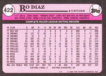 1989 Topps - Collector's Edition (Tiffany) #422 Bo Diaz Back