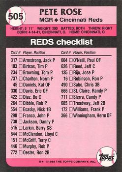 1989 Topps - Collector's Edition (Tiffany) #505 Pete Rose Back