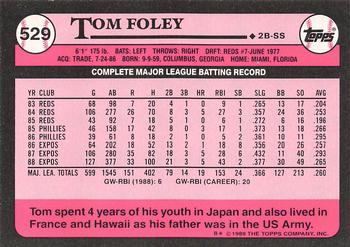 1989 Topps - Collector's Edition (Tiffany) #529 Tom Foley Back