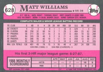 1989 Topps - Collector's Edition (Tiffany) #628 Matt Williams Back