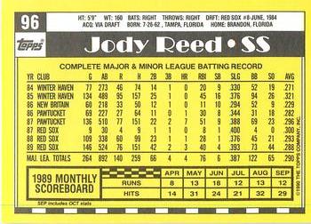 1990 Topps - Collector's Edition (Tiffany) #96 Jody Reed Back