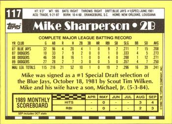 1990 Topps - Collector's Edition (Tiffany) #117 Mike Sharperson Back
