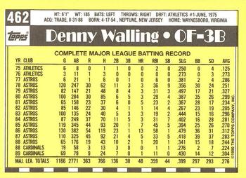 1990 Topps - Collector's Edition (Tiffany) #462 Denny Walling Back
